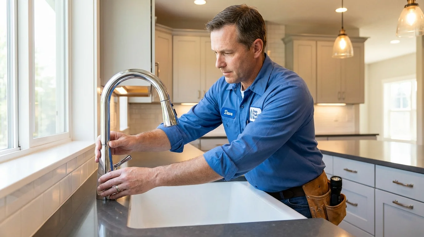Kitchen faucet installation by Johns Plumbing LLC in East Tawas