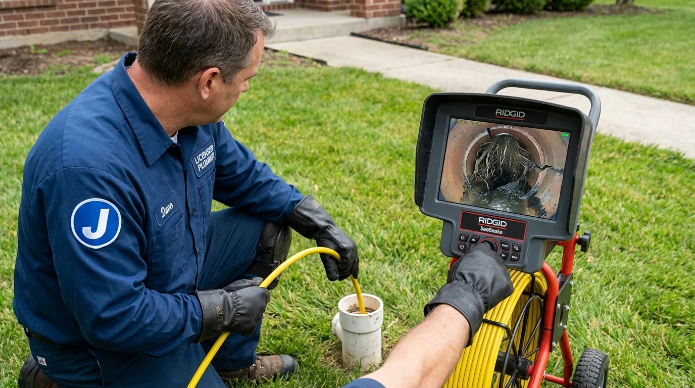 Sewer camera inspection being performed by Johns Plumbing LLC in East Tawas